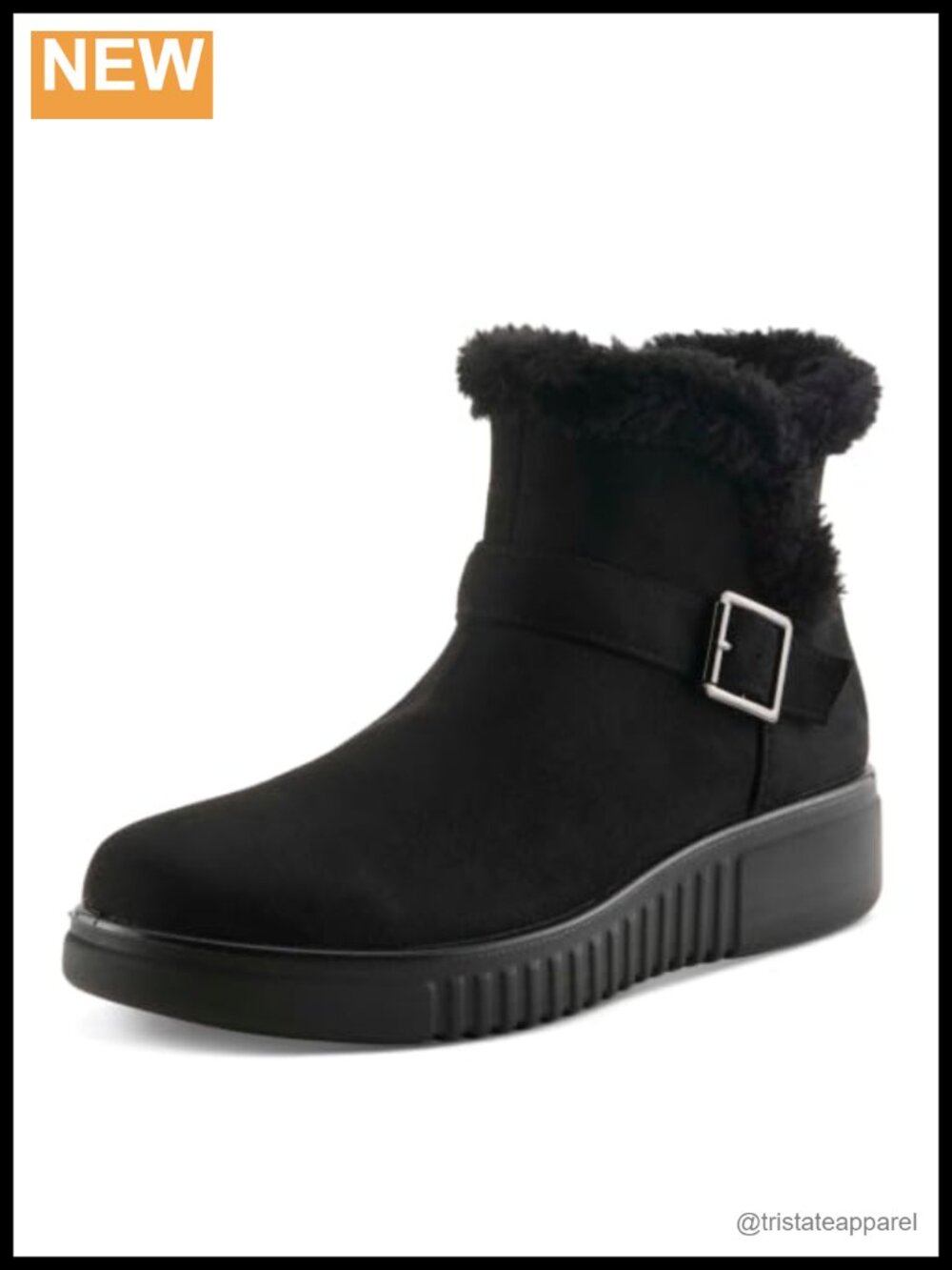 Microsuede Faux Fur Cozy Ankle Boot Round Toe Flat Zip Closure